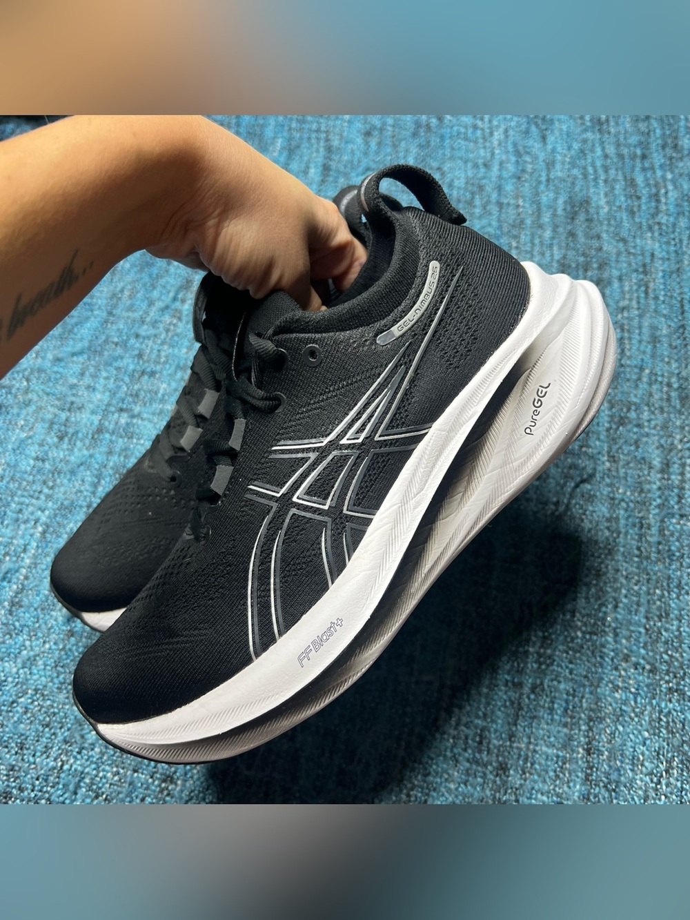 Asics Gel Nimbus 26 Running Shoes in Black White Women's Size 6.5 Sneakers - Picture 4 of 9